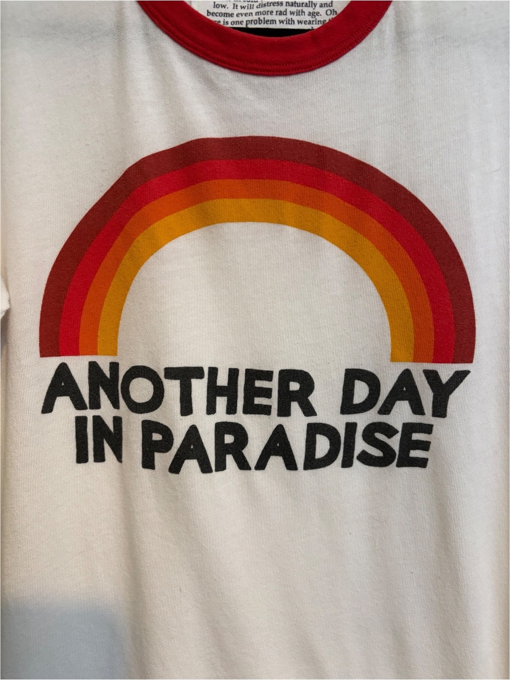 #1789 Aviator Nation White Ringer Tee Another Day in Paradise Small - Picture 3 of 5